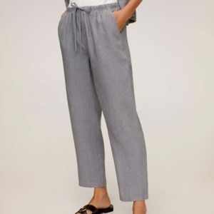 Mango 100% Linen Elastic Waist Pants